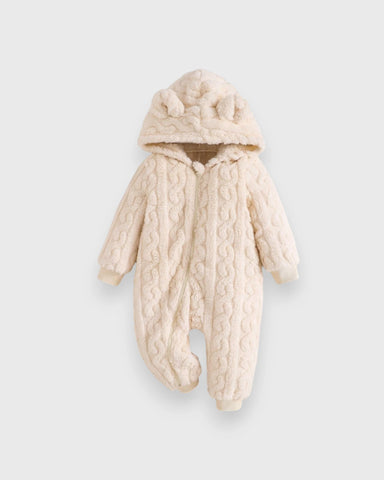 Baby Bear Cable Texture Fleece Jumpsuit