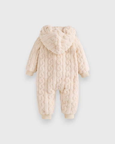 Baby Bear Cable Texture Fleece Jumpsuit