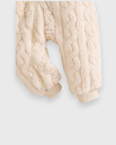 Baby Bear Cable Texture Fleece Jumpsuit