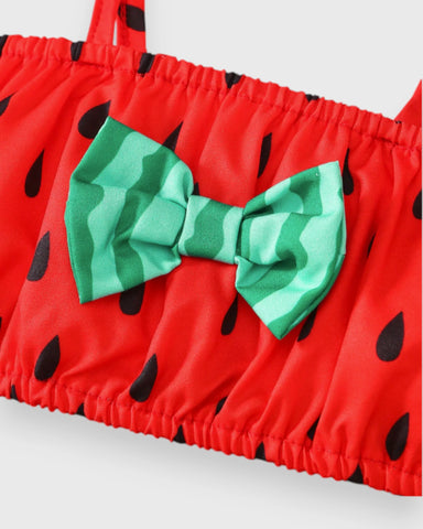 3 Pcs Baby Girl Watermelon Crop Top & Bloomer Set