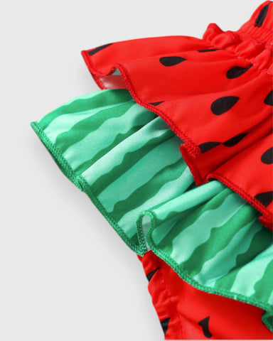 3 Pcs Baby Girl Watermelon Crop Top & Bloomer Set