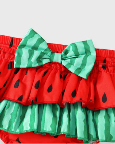 3 Pcs Baby Girl Watermelon Crop Top & Bloomer Set