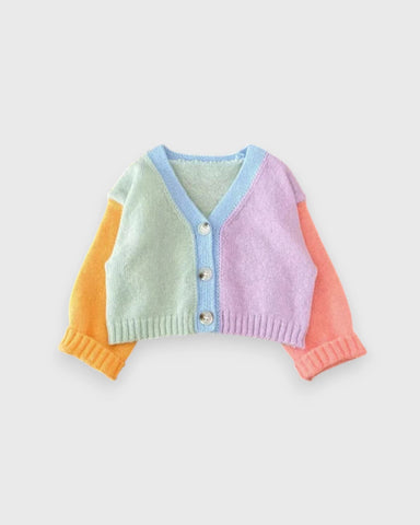 Baby Girl Rainbow Colorblock Cardigan