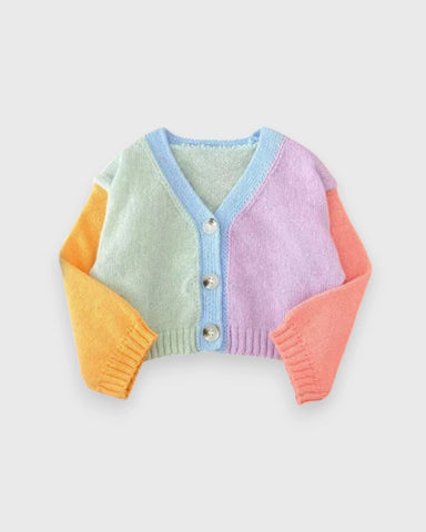 Baby Girl Rainbow Colorblock Cardigan