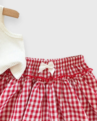 2 Pc Baby Girl Cherry Hearts Cami & Gingham Shorts