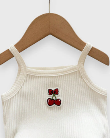 2 Pc Baby Girl Cherry Hearts Cami & Gingham Shorts