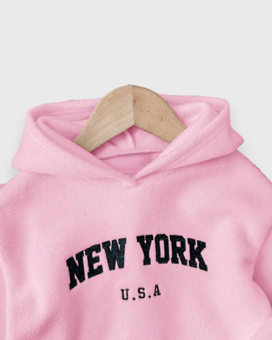 2 Pc Baby Girl New York Fleece Hoodie & Leggings Set