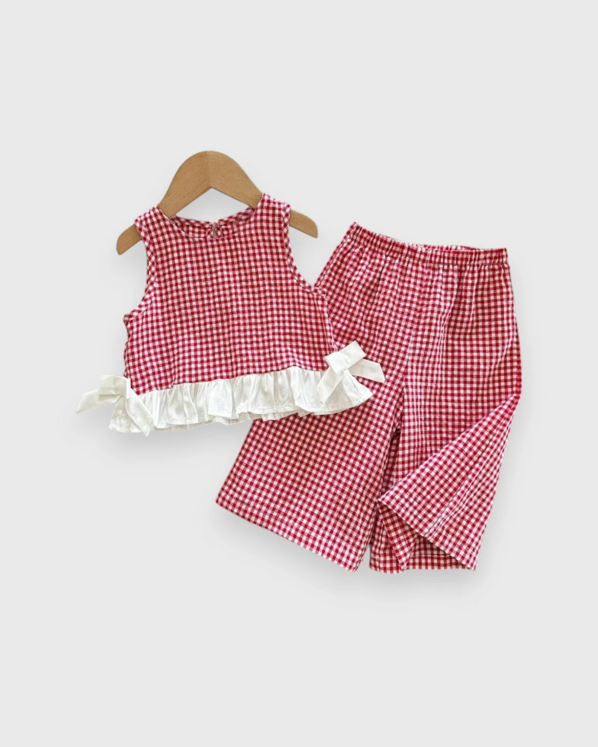 2 Pc Baby Girl Flower Patterned Ruffle Shirt & Wide Pants Set