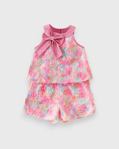 2 Pc Baby Girl Pattern Fabric Halter Shirt & Shorts Set