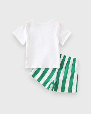 2 Pc Baby Boy Lesoleil Tee & Stripe Shorts Set