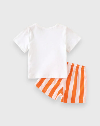 2 Pc Baby Boy Lesoleil Tee & Stripe Shorts Set