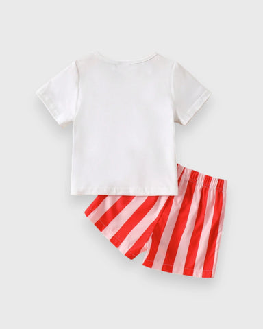 2 Pc Baby Boy Lesoleil Tee & Stripe Shorts Set