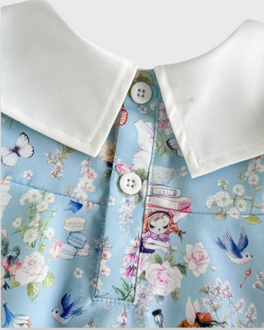 Baby Girl Bunny Fairies Square Collar Dress