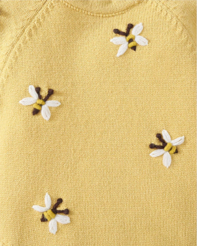 Baby Girl Knitted Embroidered Bee Bodysuit