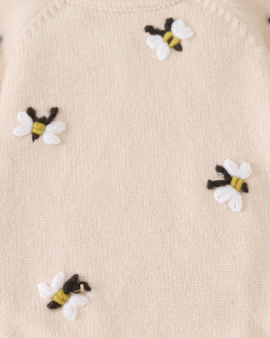Baby Girl Knitted Embroidered Bee Bodysuit