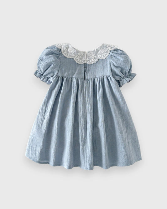 Baby Girl Lace Scallop Collar Four Ducky Patch Dress