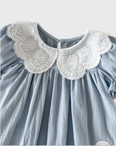 Baby Girl Lace Scallop Collar Four Ducky Patch Dress