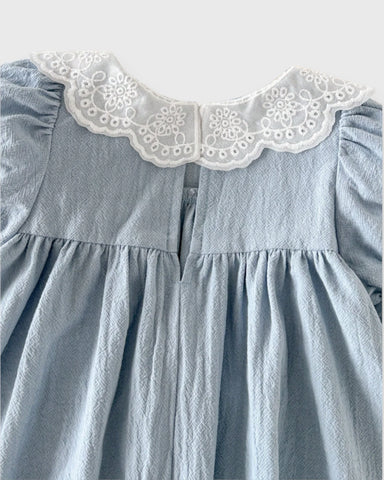 Baby Girl Lace Scallop Collar Four Ducky Patch Dress
