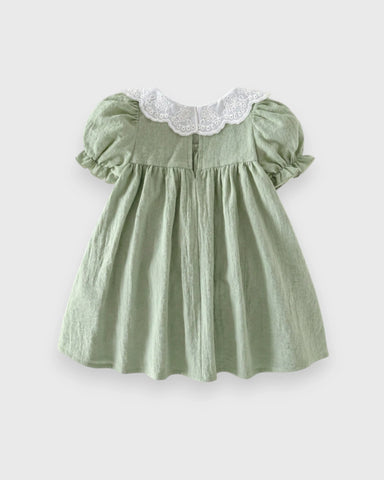 Baby Girl Lace Scallop Collar Four Ducky Patch Dress