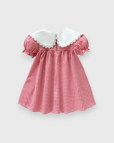 Baby Girl Floral Print Scallop Collar Bow Dress