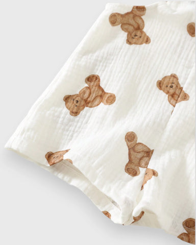 2 Pcs Baby Boy Teddy Bear Cotton Romper w/ Hat