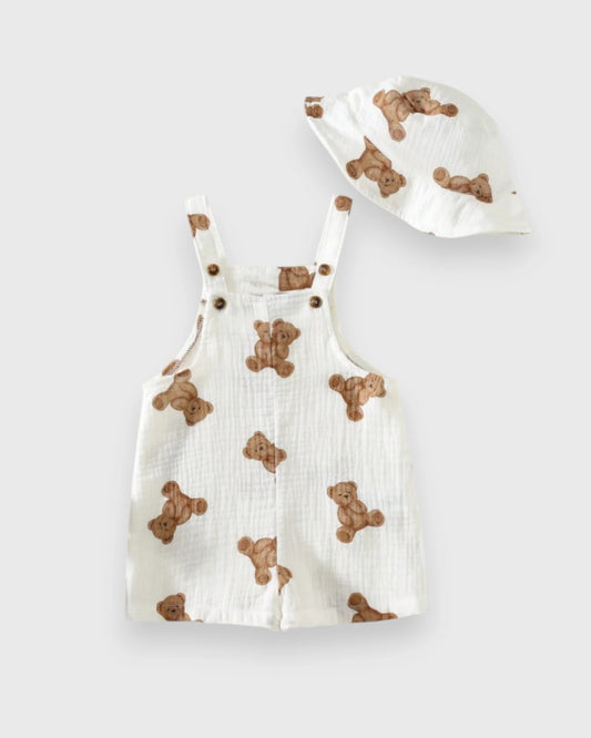 2 Pcs Baby Boy Teddy Bear Cotton Romper w/ Hat
