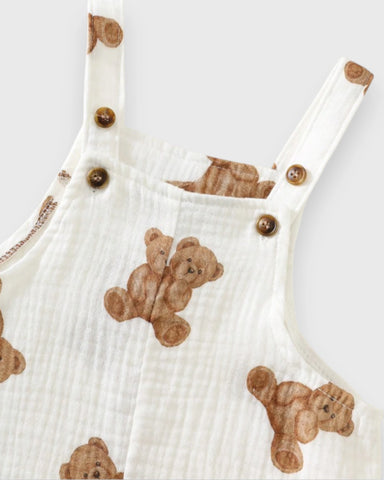 2 Pcs Baby Boy Teddy Bear Cotton Romper w/ Hat