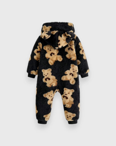 Baby Boy Girl Winter Fall Brown Teddy Bear Fleece Zipper Onesie Romper