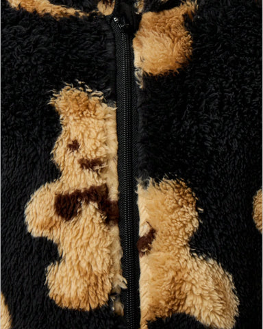 Baby Boy Girl Winter Fall Brown Teddy Bear Fleece Zipper Onesie Romper