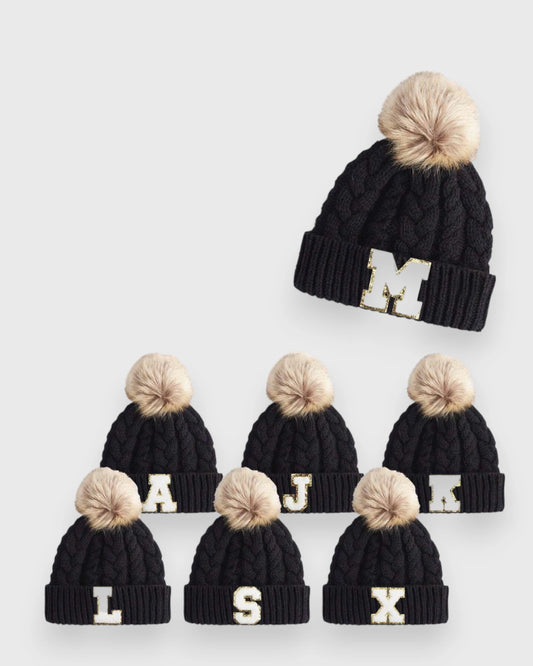 Baby Toddler Letter Cable Knit Beanie Hat