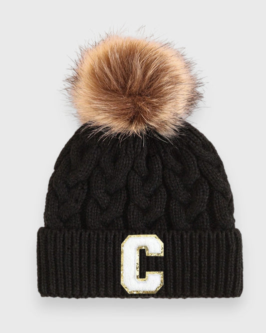 Baby Toddler Letter Cable Knit Beanie Hat