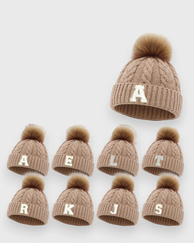 Baby Toddler Letter Cable Knit Beanie Hat