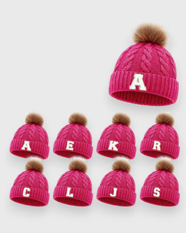Baby Toddler Letter Cable Knit Beanie Hat