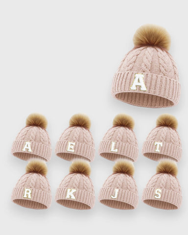 Baby Toddler Letter Cable Knit Beanie Hat