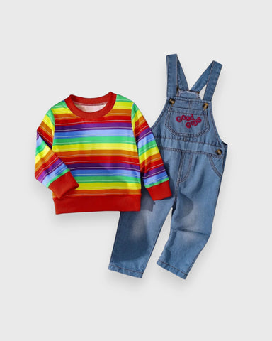 2 Pc Baby Boy Good Guys Overall with Rainbow Shirt