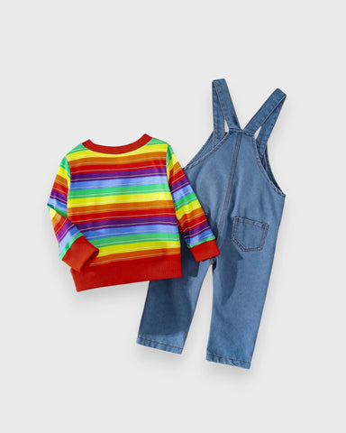 2 Pc Baby Boy Good Guys Overall with Rainbow Shirt
