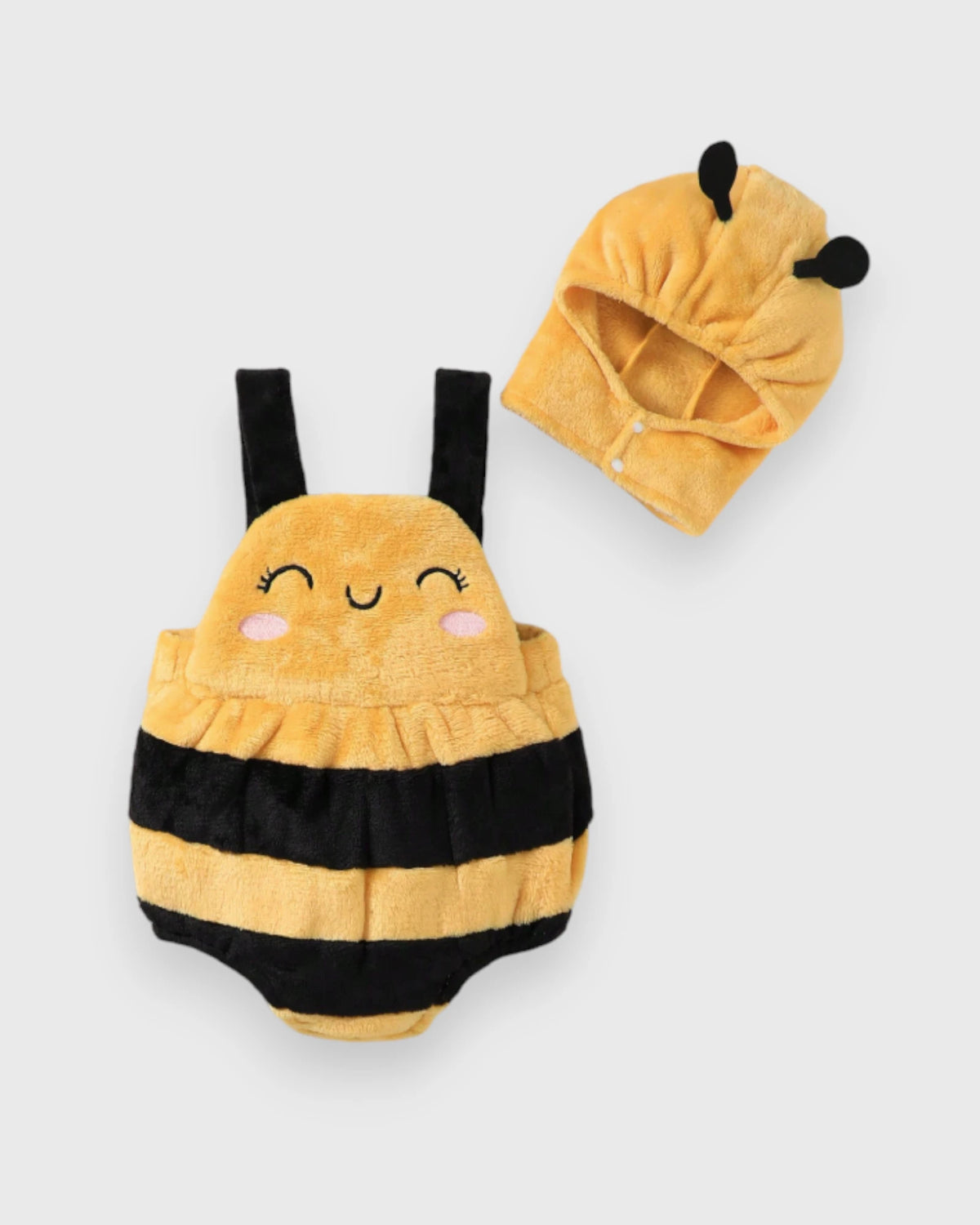 2 Pcs Baby Bumble Bee Fleece Bodysuit Costume