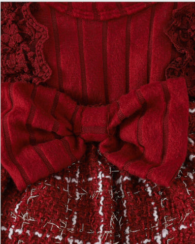 2 Pc Baby Girl Tweed Bow Bodysuit Dress & Headband Set