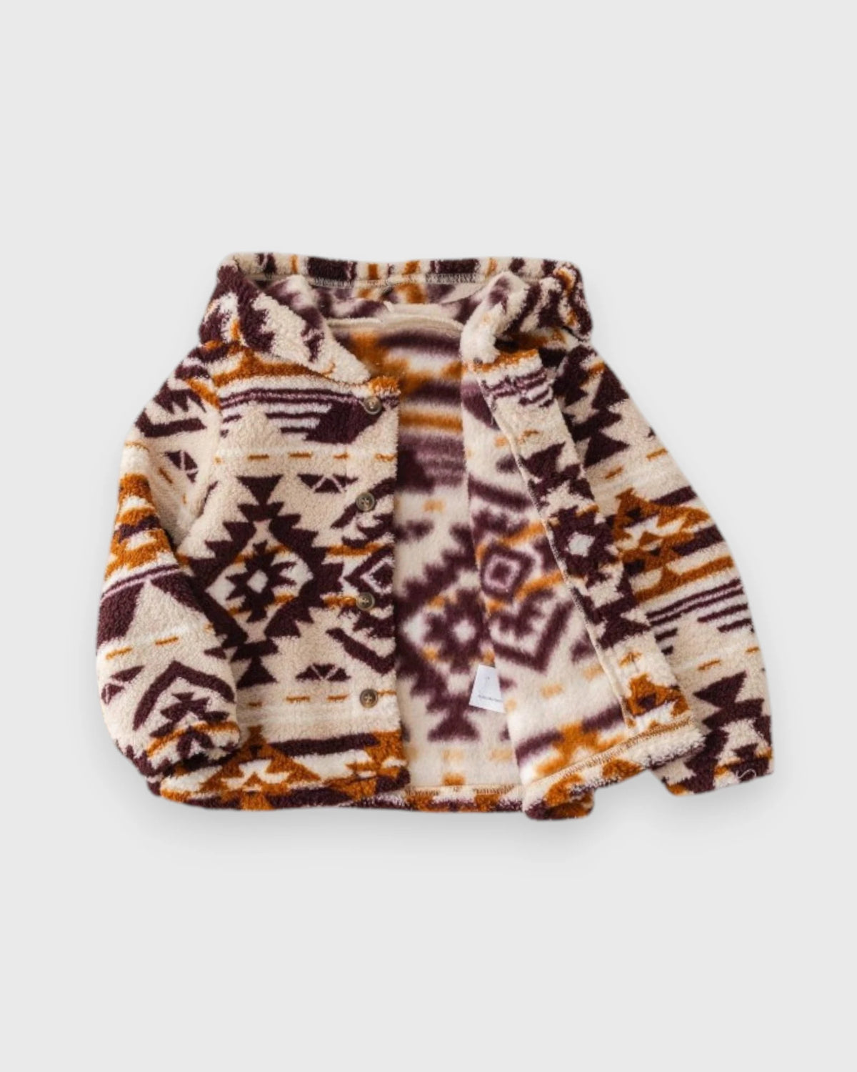Baby Fleece Navajo Print Button Up Hooded Jacket