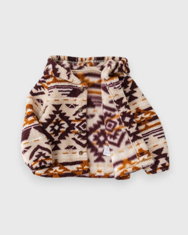 Baby Fleece Navajo Print Button Up Hooded Jacket