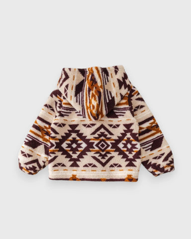 Baby Fleece Navajo Print Button Up Hooded Jacket
