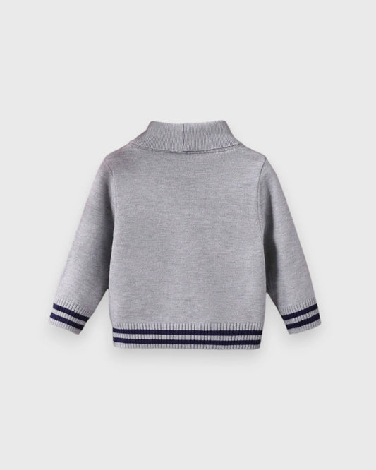 Baby Boy Contrast Shawl Collar Knit Cardigan