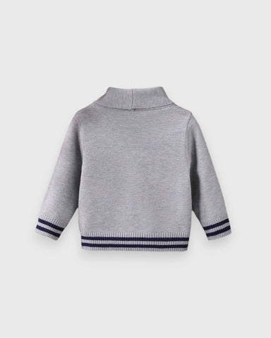 Baby Boy Contrast Shawl Collar Knit Cardigan