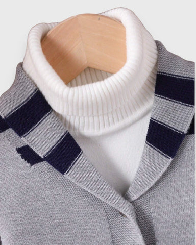Baby Boy Contrast Shawl Collar Knit Cardigan