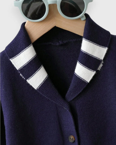 Baby Boy Contrast Shawl Collar Knit Cardigan