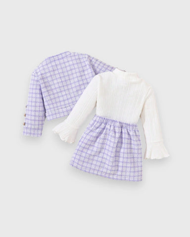 3 Pc Girls Pink Tweed Jacket, Top & Skirt Set