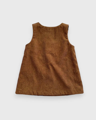 Infant Baby Girl Corduroy Bear Pinafore Dress
