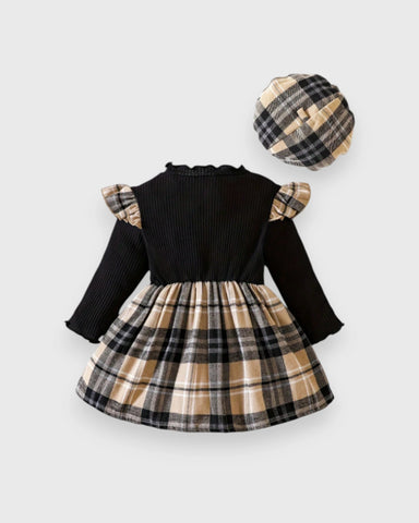 2 Pc Baby Girl 2 in 1 Jumpsuit Dress w/ Beret