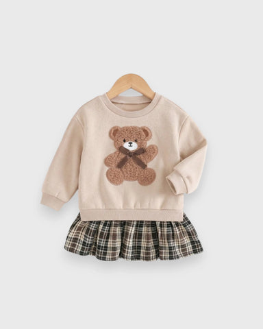 2 in 1 Baby Girls Teddy Bear Sweatshirt Dress