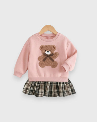 2 in 1 Baby Girls Teddy Bear Sweatshirt Dress